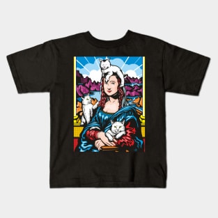 Mona Lisa With Cats Kids T-Shirt